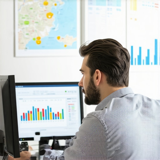 Business owner reviewing local SEO analytics on a computer screen