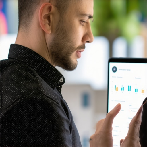 Business owner reviewing local SEO analytics on a tablet