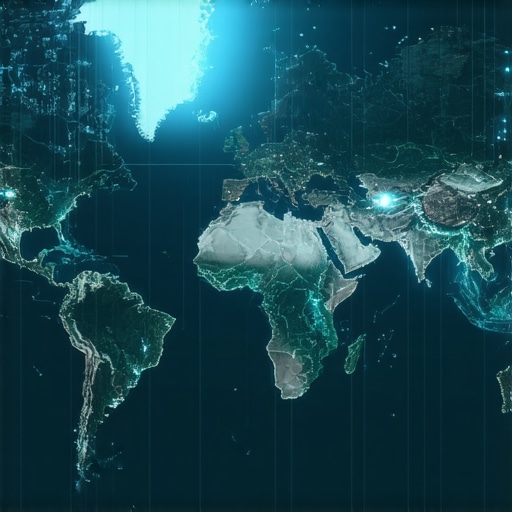 Futuristic map interface illustrating AI and voice search in local SEO