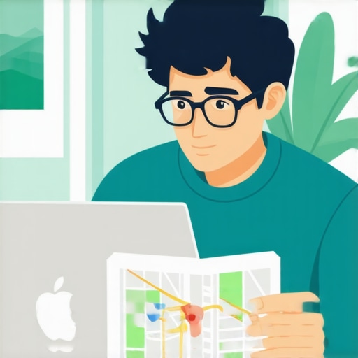 Business owner working on local SEO strategies with maps and digital tools.