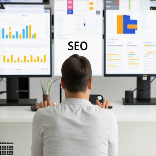 Person working on local SEO analysis with multiple screens and tools.