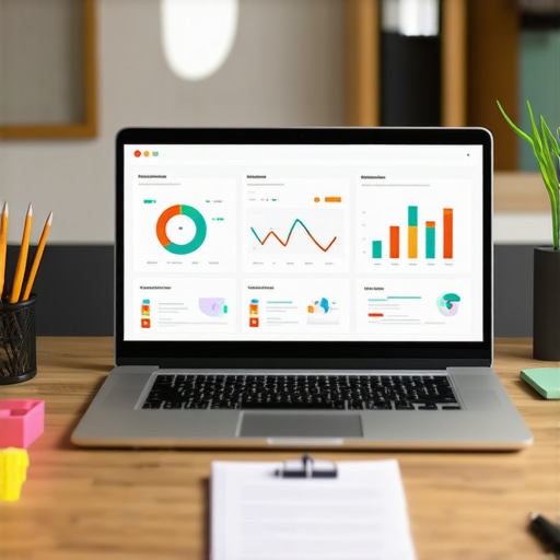 Laptop screen displaying local SEO analytics and maps tools.