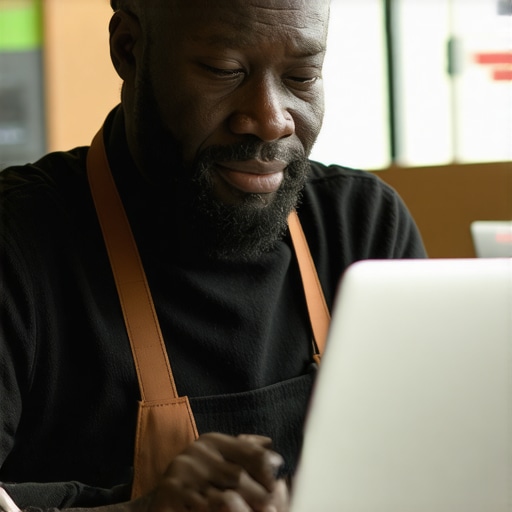 Optimizing Google My Business in 2025 Business owner updating Google My Business profile on computer