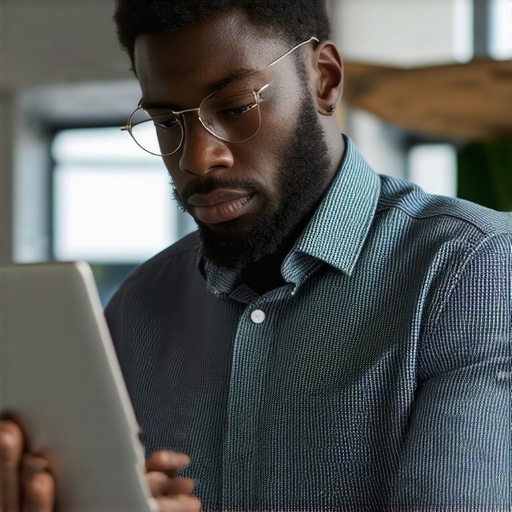 Business owner analyzing SEO data on a computer to maintain local search ranking.
