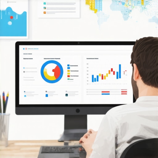 Person working on local SEO analytics with charts and maps on screen