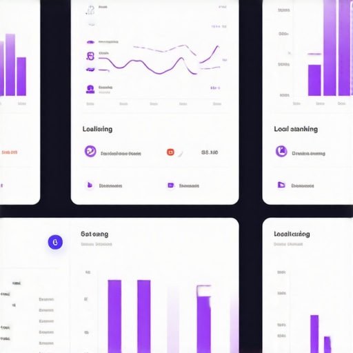 Digital SEO Dashboard for Local Rankings A modern computer monitor displaying SEO analytics and local rank tracking charts for small businesses.