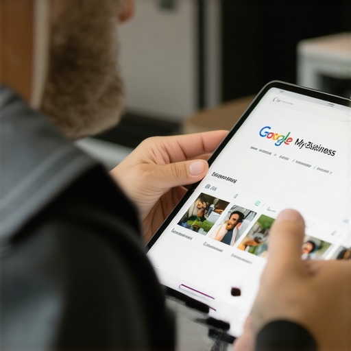 Business owner enhancing their local business listing online.