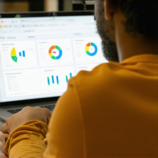 Analyzing Local SEO Data Digital marketer reviewing local SEO analytics on a laptop to maintain visibility