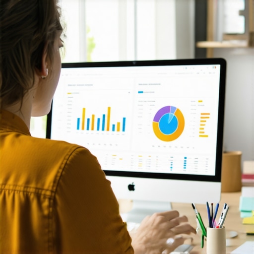 Business owner reviewing local SEO metrics on screen.