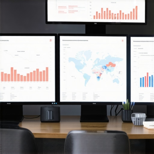 A person reviewing local SEO data and maps on computer screens for ongoing business optimization.