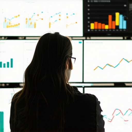 Person reviewing local SEO data dashboards on computer screens.