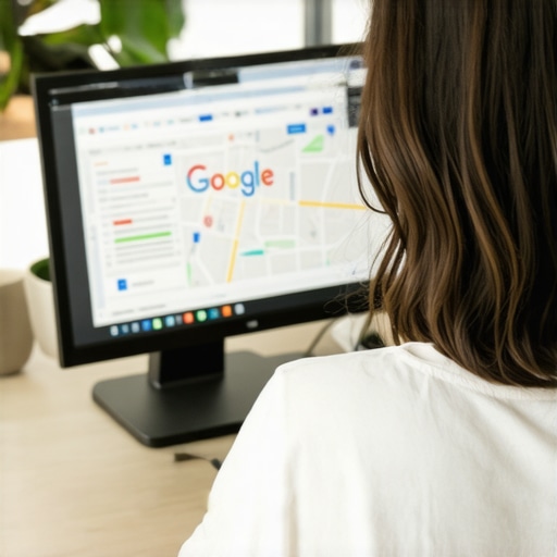 Optimizing Local Business Listings Business owner updating Google Maps profile on a computer
